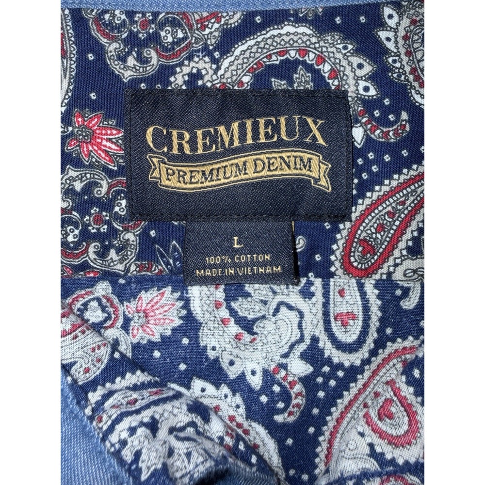 Cremieux Premium Denim Multicolor Paisley Button Down Long Sleeve Flip Cuff L - Picture 5 of 8